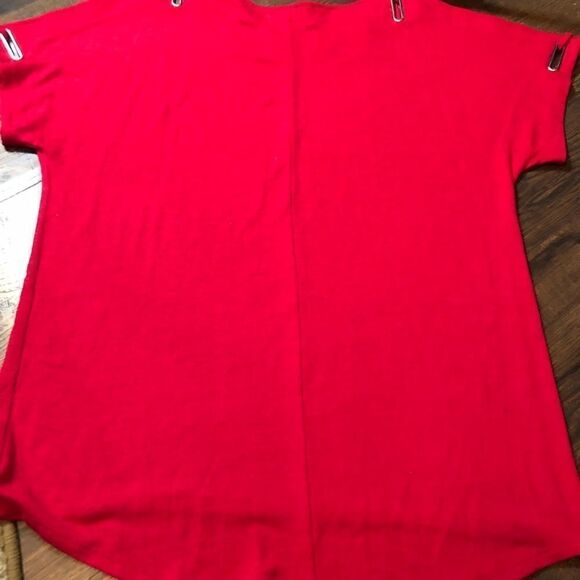 Olivia blu , Red short sleeve ,cold shoulder with metal grommets,back longer, - Picture 6 of 11